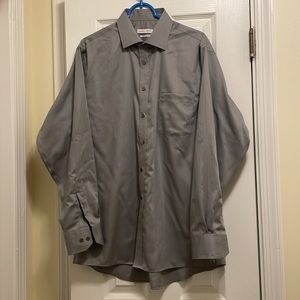 Grey Joseph Abboud Men’s Dress Button-Down Shirt, 16.5, 34/35. Non iron.